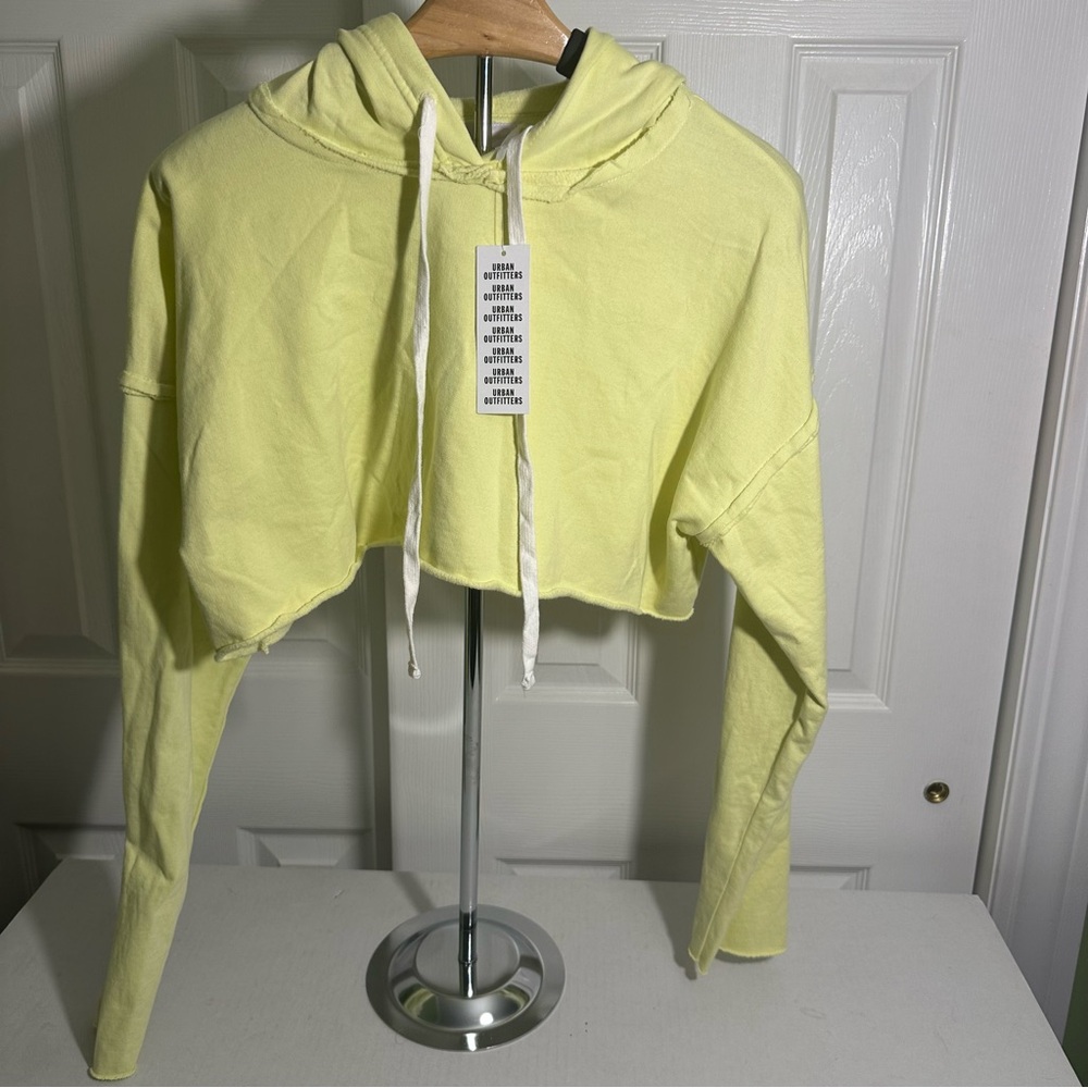 Urban Outfitters Lime Cropped Hooded Sweatshirt‎ Large